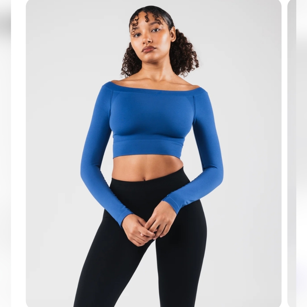 Alphalete Off-Shoulder Blue Bodysuit